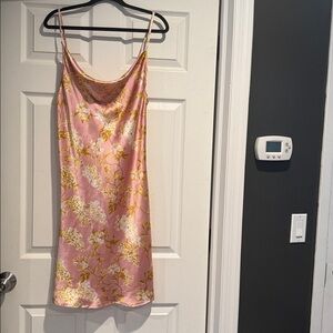 Chic Floral Mini Dress in Pink and Yellow